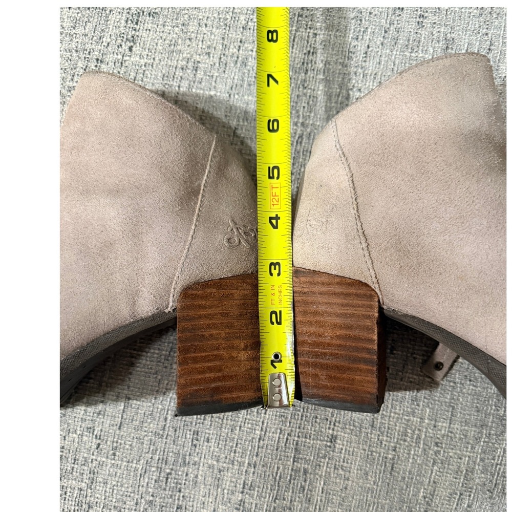 OTBT‎ Beige Stone Suede Leather Stud Platform Ankle Boots Womens 6 Chunky Heel - Picture 9 of 11